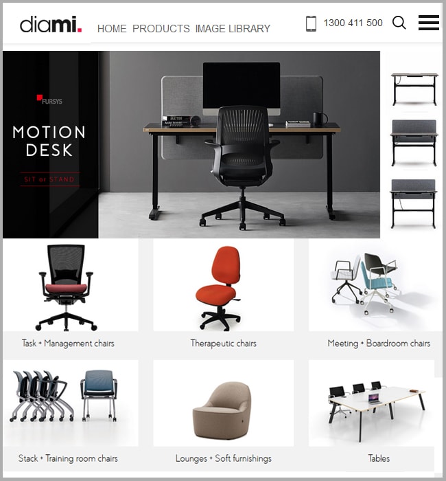 Furniture Store Website Redesigning for Diami, an Australian Company