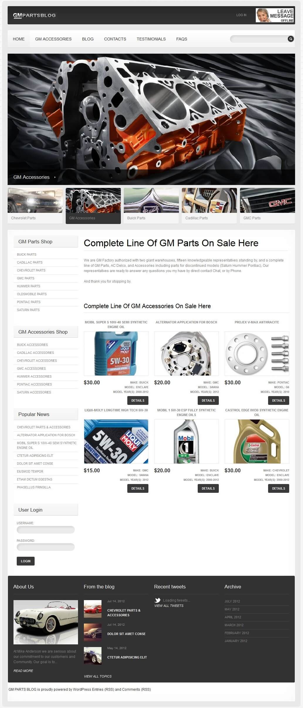 Website for Consumer 'GM Parts' Using PHP – Sell Parts & Accessories