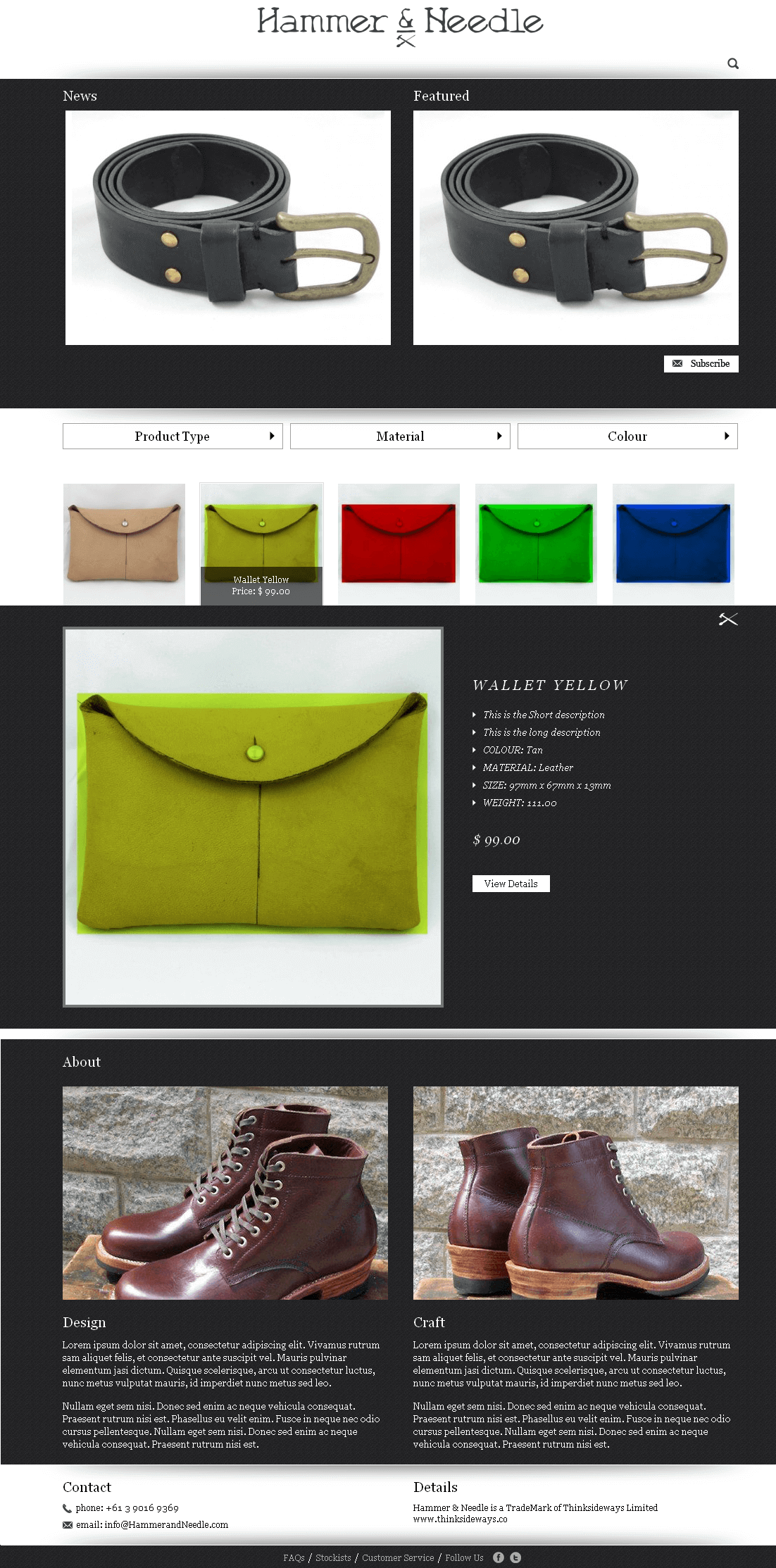 An Online Store Selling Leather Products