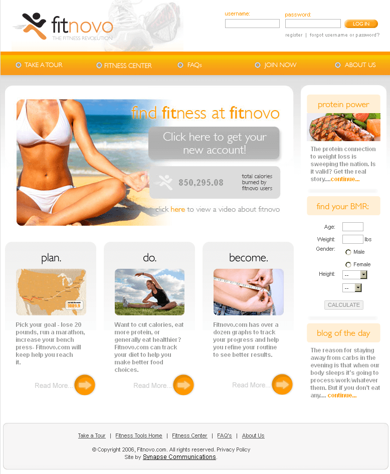 PHP Website for Healthcare 'fitnovo' – Fitness Planning & Tracking